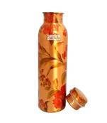 Pure Copper Water Bottle  Digital Printed  Flower Design  900 ML