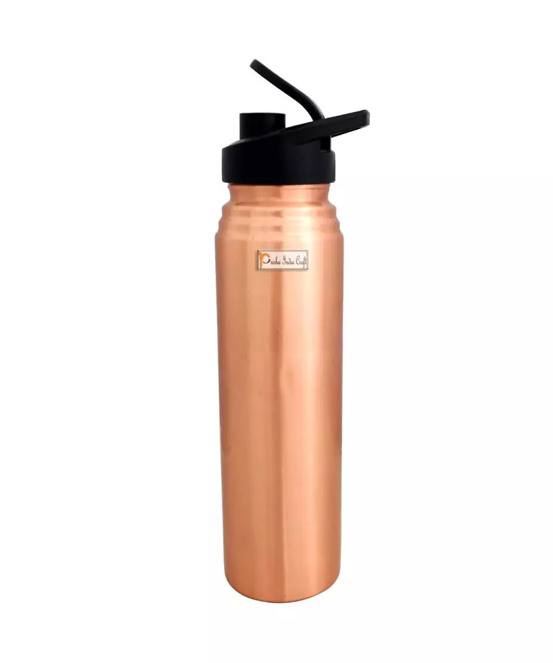 Pure Copper Bottle  Lacquer Coated Sipper Water Bottles for Sports  Gym   Capacity 900 ML