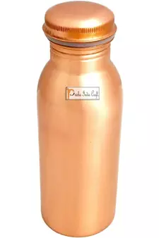 Pure Copper Bottle  Seamless Lacquer Coated Design  Capacity 500 ML (Brown)