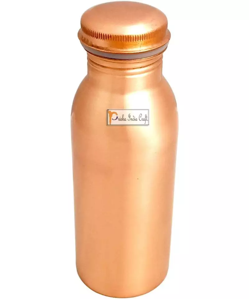 Pure Copper Bottle  Seamless Lacquer Coated Design  Capacity 500 ML (Brown)