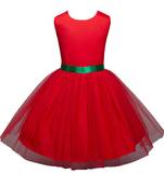Red woven polyester kids-frocks