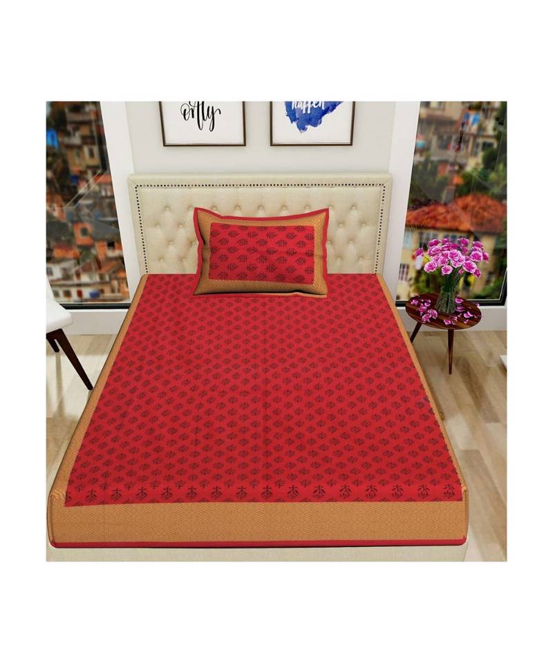 4 Kaam Gadh Booti Red With Pillow Cover