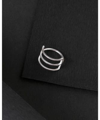 Bezel Silver Minimal Geometry Ring 6