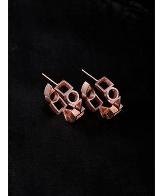 Ludic Rose Gold Geometric Amalgamation Hoops - Small 3