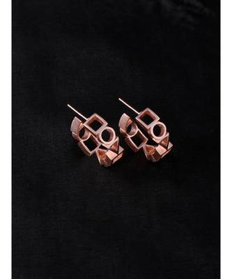 Ludic Rose Gold Geometric Amalgamation Hoops - Small 4