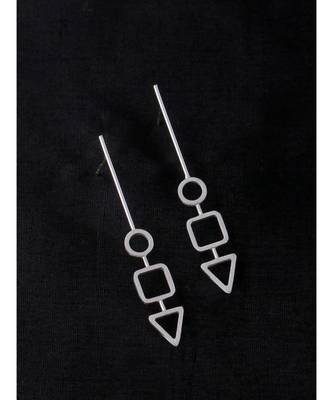 Linear Silver Geometric Play Earrings 3