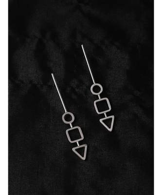 Linear Silver Geometric Play Earrings 4