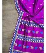 Purple Kaziranga Pure Paat  Mulberry Assam Silk Saree with Traditional Rihno Motifs