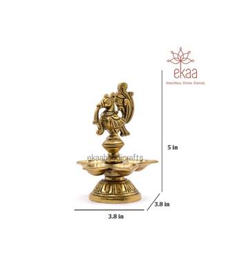 Brass Lamp Diya Deepak with beautiful Annam pakshi (L-3.8in, W-3.8in, H- 5in) 2