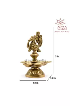 Brass Lamp Diya Deepak with beautiful Annam pakshi (L-3.8in, W-3.8in, H- 5in)