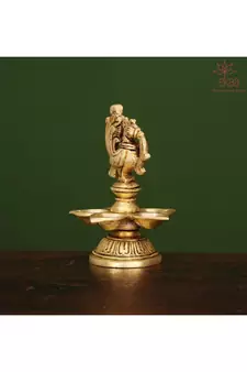 Brass Lamp Diya Deepak with beautiful Annam pakshi (L-3.8in, W-3.8in, H- 5in)