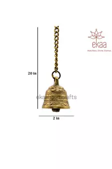 Brass Temple Bell with Chain for Pooja