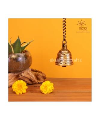 Brass Temple Bell with Chain for Pooja 4