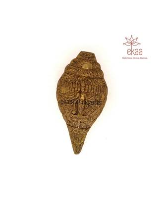 Brass Shankh with Dashavatar carving Lord Vishnu 2
