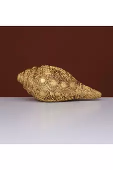 Brass Shankh with Dashavatar carving Lord Vishnu