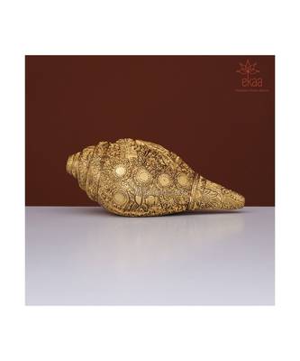 Brass Shankh with Dashavatar carving Lord Vishnu 4