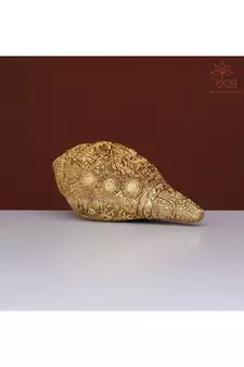 Brass Shankh with Dashavatar carving Lord Vishnu
