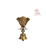 Brass Lord Ganesh Ganesha Mask with Bell Wall Hanging
