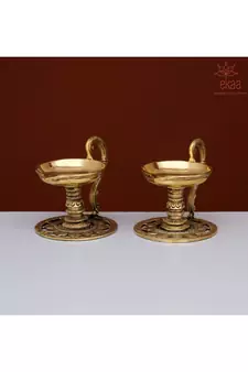 Brass Pooja Puja Diya Oil Lamp (set of 2)