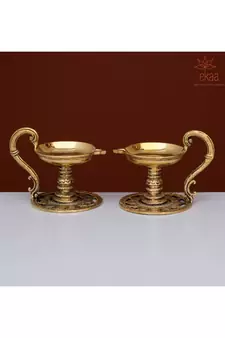Brass Pooja Puja Diya Oil Lamp (set of 2)