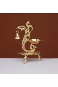 Brass Diya with Bell