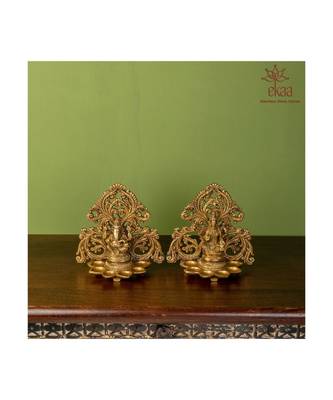 Brass Ganesh &Laxmi Arch Diya Set 3