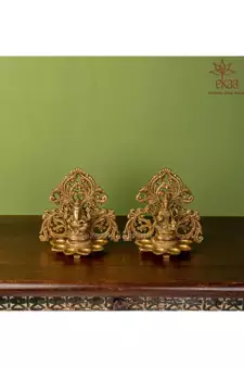 Brass Ganesh &Laxmi Arch Diya Set