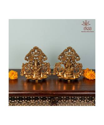 Brass Ganesh &Laxmi Arch Diya Set 4