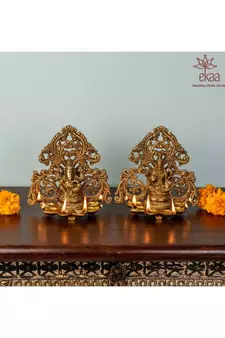 Brass Ganesh &Laxmi Arch Diya Set