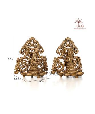 Brass Ganesh &Laxmi Arch Diya Set 5