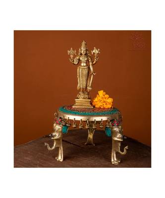 Brass Round Elephant Chowki with Ghungroo 1