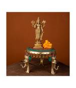 Brass Round Elephant Chowki with Ghungroo