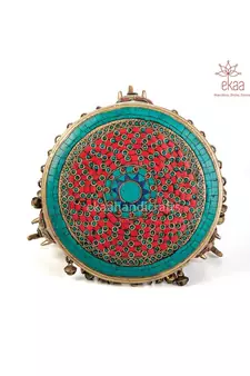 Brass Round Elephant Chowki with Ghungroo