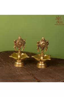 Brass Diya Shank Chakra