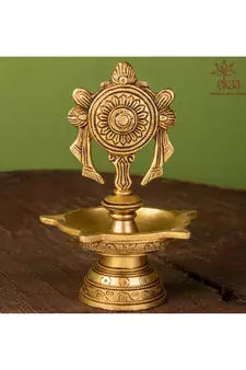 Brass Diya Shank Chakra