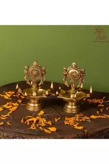 Brass Diya Shank Chakra