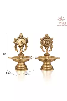 Brass Diya Shank Chakra