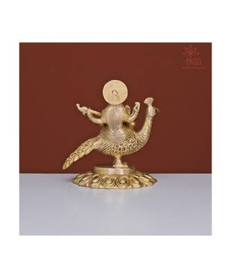 Brass Saraswati Maa Idol on Peacock 5