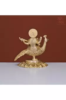 Brass Saraswati Maa Idol on Peacock