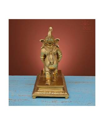 Brass Ganesha pulling Moushak 3