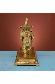 Brass Ganesha pulling Moushak