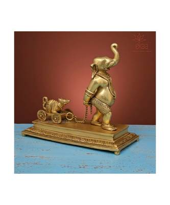 Brass Ganesha pulling Moushak 4