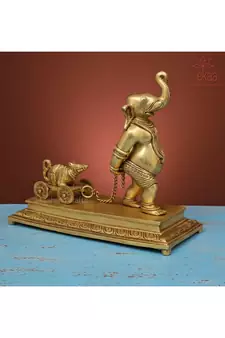 Brass Ganesha pulling Moushak