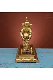 Brass Ganesha pulling Moushak