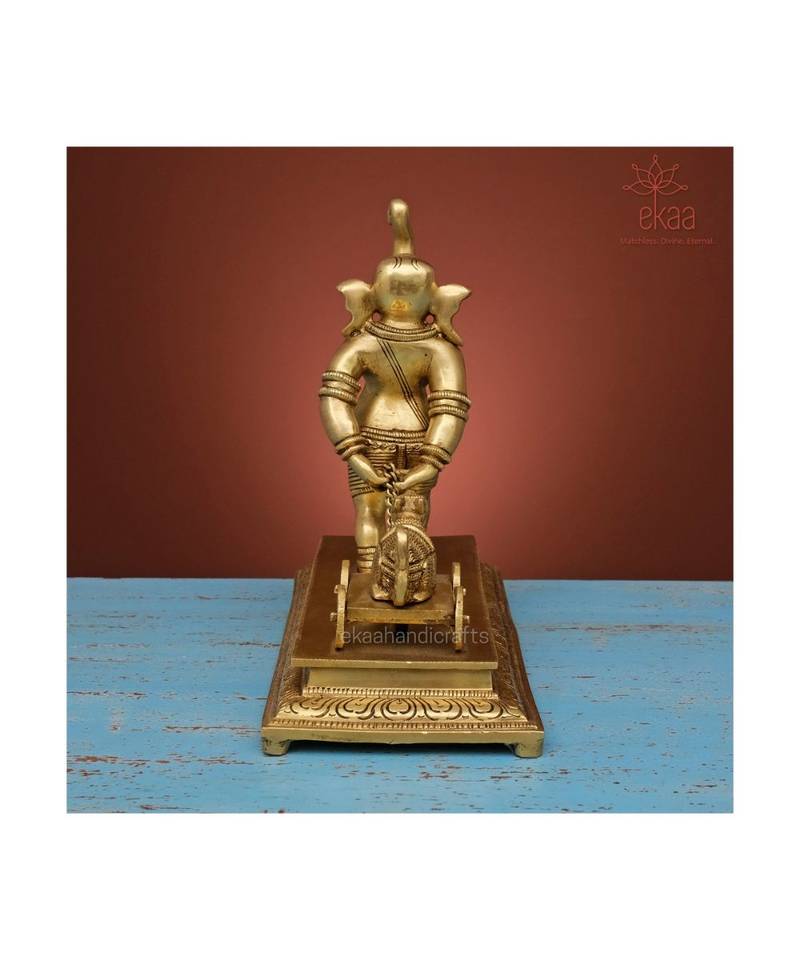 Brass Ganesha pulling Moushak