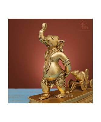 Brass Ganesha pulling Moushak 6