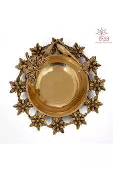 Brass Urli Flower Butterfly