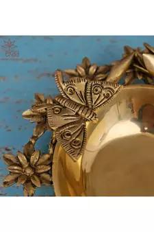 Brass Urli Flower Butterfly