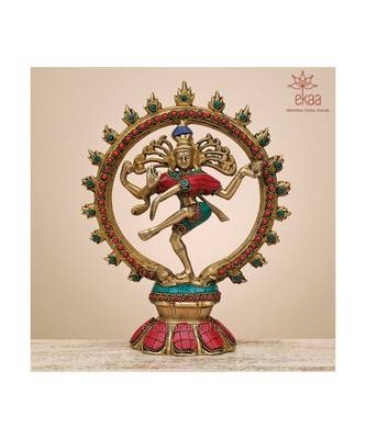 Brass Natraj with Stonework 1