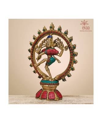 Brass Natraj with Stonework 2